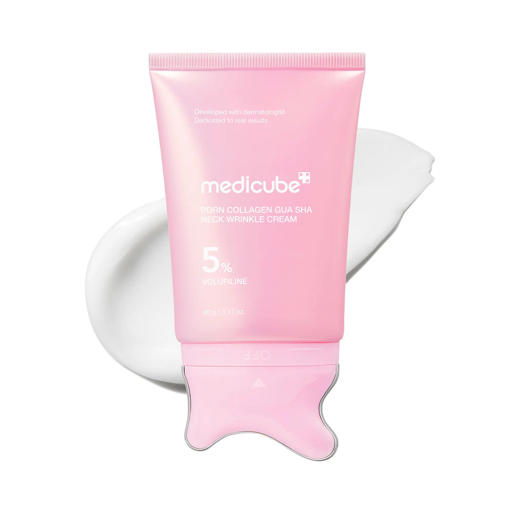 [NEW] [Medicube] PDRN Collagen Gua Sha Neck Wrinkle Cream | Built-In Gua Sha Massager with Volufiline 5% + PDRN | Firming, Contour Care for the Look of Fine Lines, Jawline, Neck, Décolleté,Underarms, Chest, Legs, Shoulder | Massage Cream | Korean Skincare